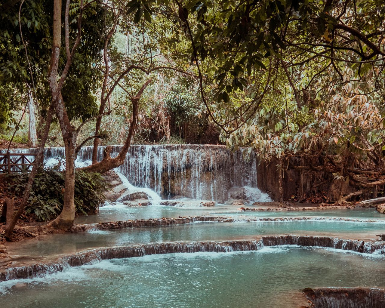 water falling into tiers of pools